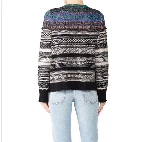 (nude) Sweater Women IT 42 US Medium Fair Isle Virgin Wool Blend Metallic Detail - Picture 2 of 11